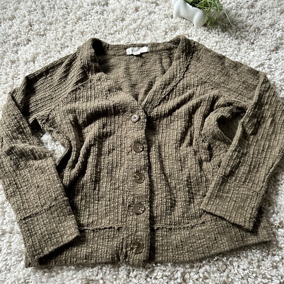 Tura Vince Camuto vintage y2k button up warm cozy green sweater cardigan. - Picture 1 of 5